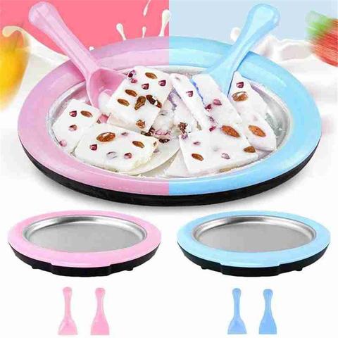 Machine à crème glacée frite avec 2 spatules, pour faire du yaourt, des rouleaux de crème glacée, faite maison pour enfants ► Photo 1/6