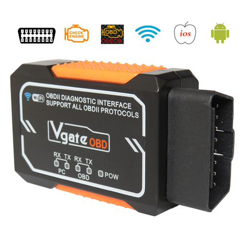 Vgate – Elm 327 Scanner de diagnostic automatique sans fil, Bluetooth/WIFI, avec puce PIC18F2480, adaptateur Elm327 pour ios et android, prise OBD2 ► Photo 1/6