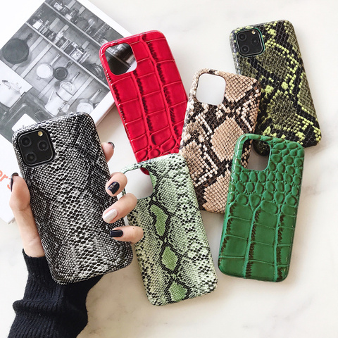 Coque de téléphone en silicone souple à Texture crocodile pour iphone 12 Mini 11 pro XS MAX X XR 7 8 6 6S plus peau de serpent ► Photo 1/6