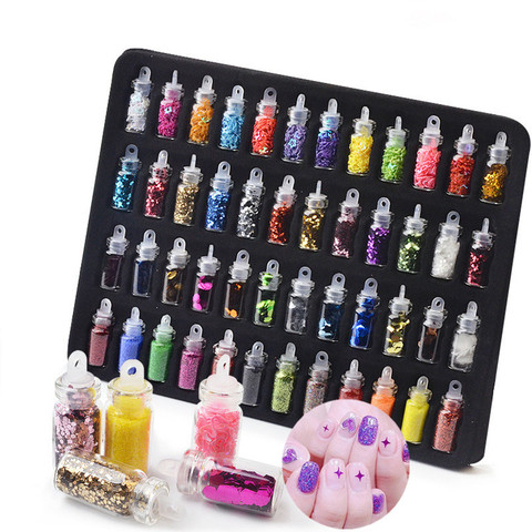 Kit de breloques pour Nail Art, 48 bouteilles de strass, décoration, contient des perles, paillettes, poudre, poussière, Art de manucure et de pédicure ► Photo 1/6