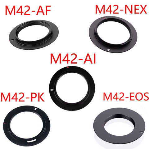 10 pcs/lot Pour M42-EOS M42-AI M42-AF M42-PK M42-NEX Aluminium M42 Vis Adaptateur D'objectif Pour Canon Nikon Sony pentax camera lentille ► Photo 1/6