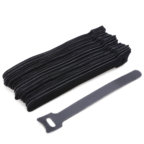 Mayitr – enrouleur de câble réutilisable, 50 pièces, sangle en Nylon noir, crochet et boucle, organisateur bien rangé pour enrouleur de câble 1,2x15cm ► Photo 1/6