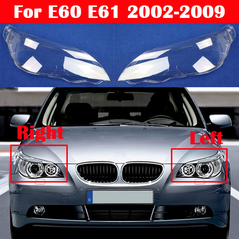 Lentille étui Transparent abat-jour couvercle de phare pour BMW 5 série E60 E61 530i 523 525 2002-2009 voiture lumière lampe coquille phare ► Photo 1/6