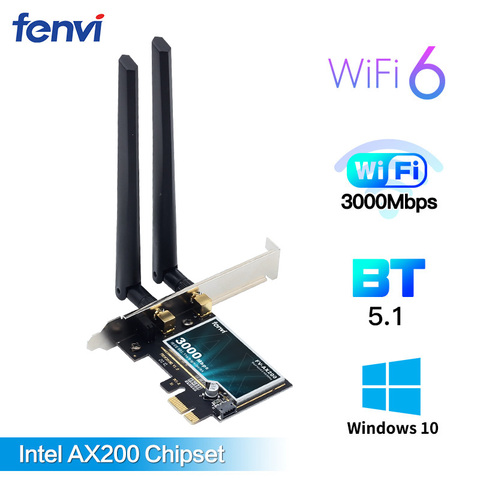 2974Mbps WiFi6 AX200 PCIE adaptateur de carte WiFi bluetooth oth5.1 double bande 2.4G/5Ghz 802.11AX adaptateur sans fil pour Pc de bureau Windows 10 ► Photo 1/6