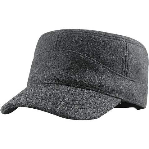 Grand chapeau plat en laine pour homme, casquette militaire en velours, grande taille, 56-60cm 60-65cm, hiver ► Photo 1/6