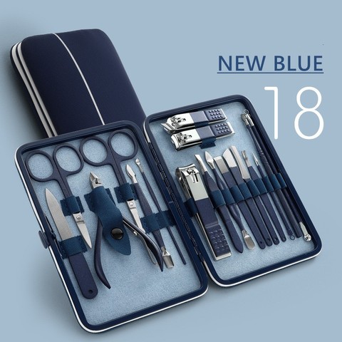 Ensemble d'outils de manucure bleu Pro Max acier inoxydable Kit de coupe-ongles professionnel de pédicure Paronychia pinces coupe-ongles ► Photo 1/6