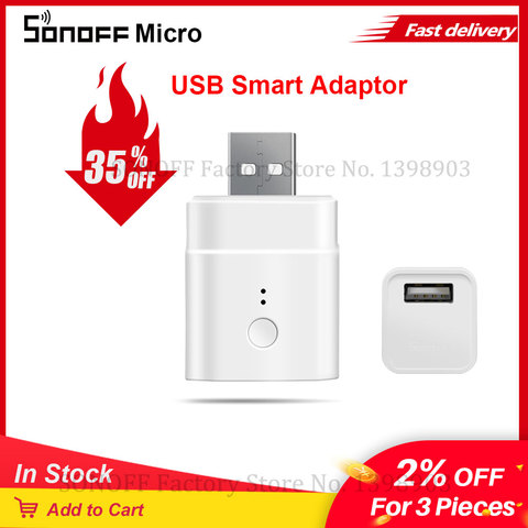 Itead Sonoff Micro 5V USB adaptateur Wifi intelligent commutateur sans fil adaptateur USB pour la domotique intelligente via eWeLink Alexa Google Home ► Photo 1/6