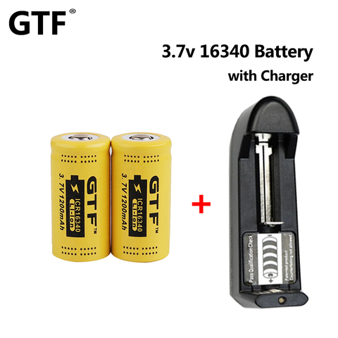 Batterie lithium-ion Rechargeable, 16340 V, 3.7 mAh, CR123A, ICR16340, pour stylo Laser, lampe de poche LED, avec chargeur 1200 ► Photo 1/6