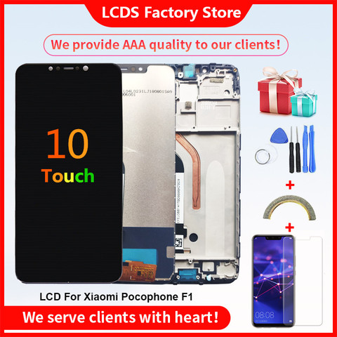 10-Touch AAA qualité LCD pour Xiaomi Pocophone F1 LCD avec cadre écran d'affichage pour POCO F1 LCD écran d'affichage 6.18 