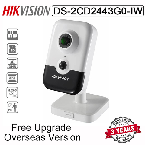 HIkvision – Mini caméra réseau Cube fixe IR DS-2CD2443G0-IW 4MP, POE H.265 + fente pour carte SD, IR 10m, Wifi IP, pour la sécurité à domicile ► Photo 1/3