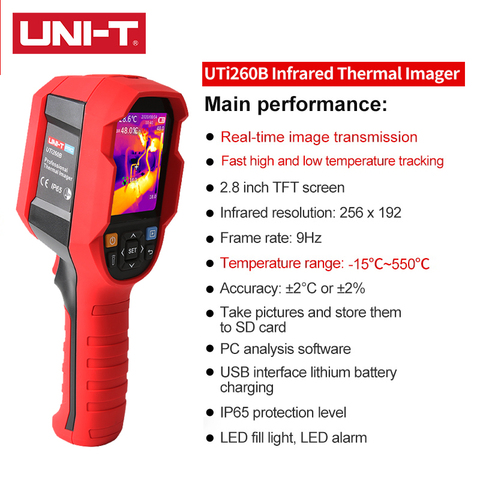 UTi260B – imageur thermique infrarouge, lumière de remplissage, alarme,-15 ℃ ~ 550 ℃/(5 ℉ ~ 1022 ℉) ► Photo 1/6