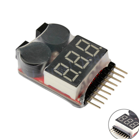 Nouveau Lipo batterie indicateur de tension volt mètre moniteur buzzer alarme 1-6S 3.7V-22.2V 3.7V 7.4V 11.1V 14.8V 18.5V 22.2V ► Photo 1/6