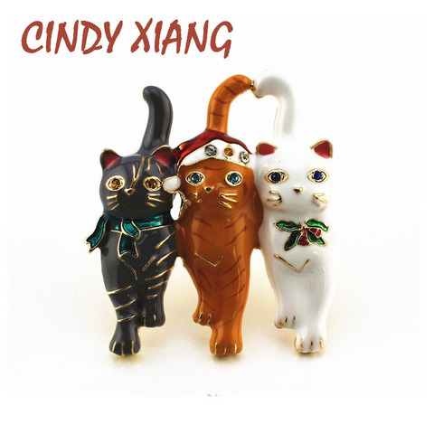 CINDY XIANG nouveau trois noël chat broches mignon vif Animal broche mode femmes et hommes broche fête bijoux enfants cadeau 2022 ► Photo 1/6