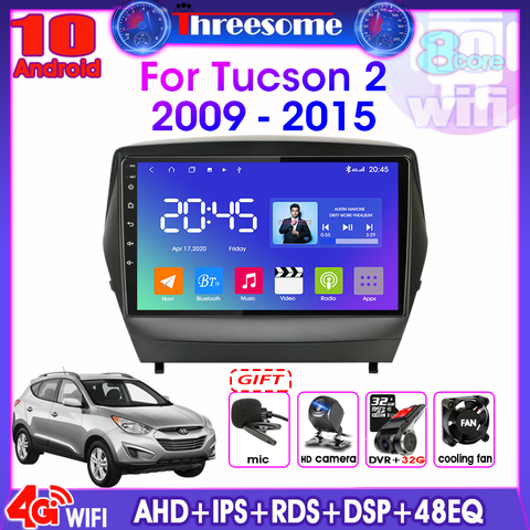 Autoradio android 10, Navigation GPS, DSP, écran partagé, lecteur multimédia vidéo, 2 Din, pour voiture Hyundai Tucson 2 LM IX35 (2011 – 2014) ► Photo 1/6