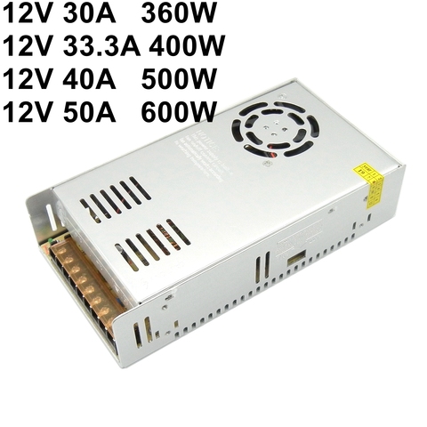 Alimentation de commutation régulée, cc 12V 30A 33A 40A 50A, 360W 400W 500W 600W, transformateur de bande Led 110V 220V AC à DC SMPS ► Photo 1/5