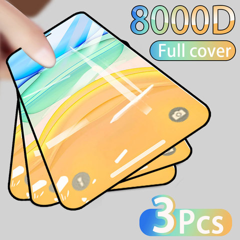 Verre de protection trempé pour iPhone, écran protecteur à bord incurvé avec couverture complète, modéle 11 pro, X, XR et XS Max, couvercle complet, 3 pièces ► Photo 1/6