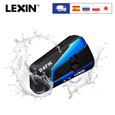 Marque Lexin LX-B4FM pour 4 coureurs interphone moto cycle casque Bluetooth casques BT moto intercomunicador avec radio FM ► Photo 1/6