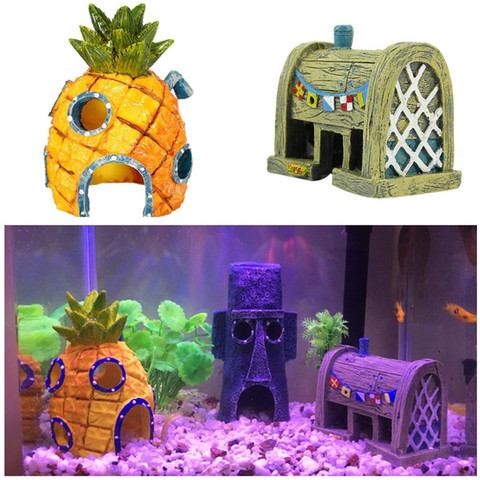 Résine Aquarium ananas maison décoration bateau dinosaure crâne ornement Aquarium pierre décor roche grotte pour poisson crevettes ► Photo 1/6