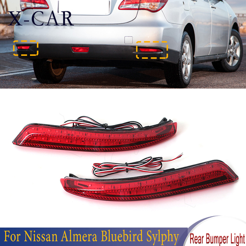 X-CAR gauche droite réflecteur de voiture LED frein d'arrêt lumière pare-chocs arrière voyant pour Nissan Almera Bluebird Sylphy 2006 2007-2014 ► Photo 1/1