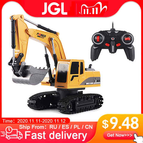 Jouet excavateur RC, RTR, en alliage d'ingénierie de voiture et plastique, pour enfants, cadeau de noël, 2.4Ghz, 6 chaînes, 1:24 ► Photo 1/6