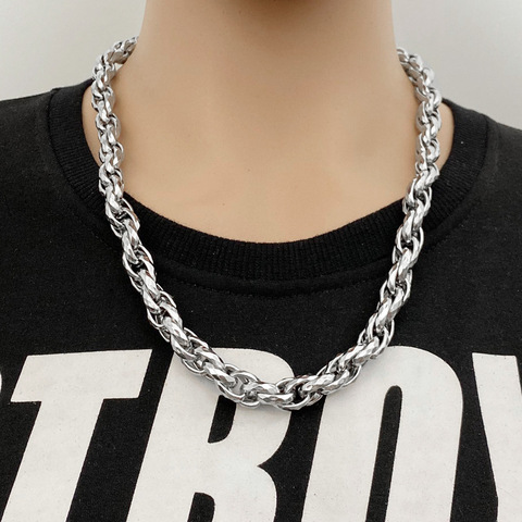 Collier Long et épais en titane et acier pour hommes, bijou de personnalité, à la mode, breloque collier Offre Spéciale ► Photo 1/5