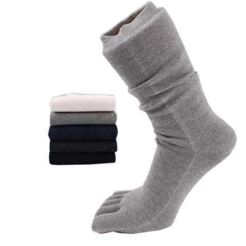 Chaussettes en coton de haute qualité pour homme, épaisses, chaudes, mollet, décontractées, travail Long, cinq doigts, orteils, pantoufles ► Photo 1/6