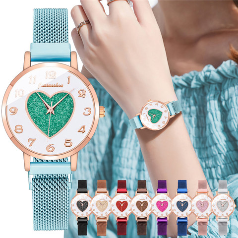 Femmes de luxe romantique coeur montres-bracelets mode dames bracelet magnétique montres à Quartz horloge Zegarek Damski ► Photo 1/6