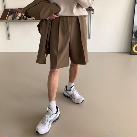 Été coréen Shorts hommes mode couleur unie affaires tenue décontractée Shorts hommes Streetwear sauvage ample costume Shorts hommes M-XL ► Photo 1/5