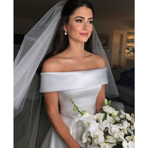 Robe de mariée longue en satin simple, style boho, Robe De mariée simple ► Photo 1/6