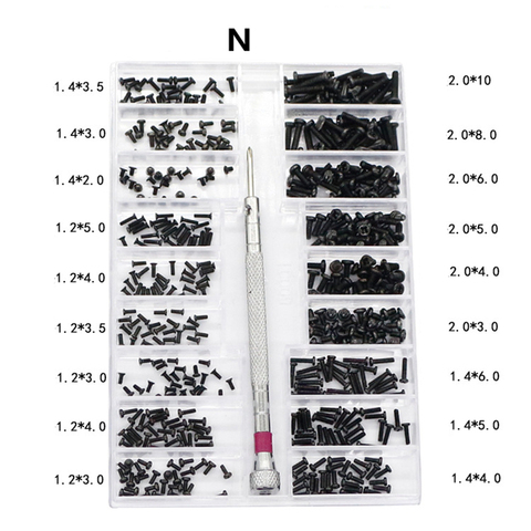 500 pièces 18 Types Mini vis kit de bricolage + 1.6mm tournevis pour ordinateur portable assembler réparation vis fixation ensemble ► Photo 1/6