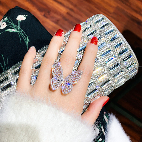 FYUAN luxe cristal anneaux pour femmes 2022 ouvert réglable brillant papillon anneaux mariages fête bijoux cadeaux ► Photo 1/6