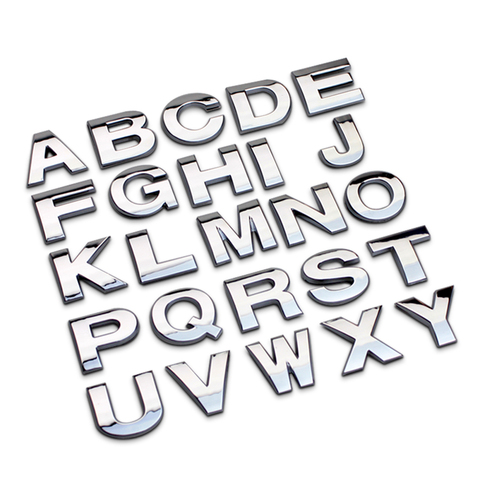 3D métal Alphabet numéro argent Badge lettres Logo voiture autocollant emblème Automobiles accessoires autocollants bricolage décoration extérieure ► Photo 1/6