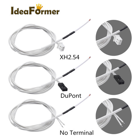 Résistance 100K Ohm, 2 pièces, capteurs thermiques NTC 3950 thermistance, Terminal No/Dupont/XH2.54 avec câble de 1/1 et 5 mètres pour pièces d'imprimantes 3D ► Photo 1/6