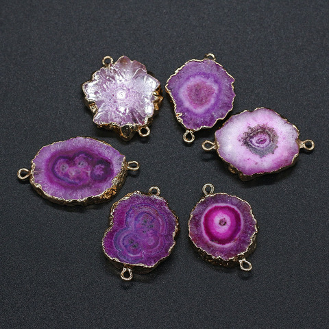 Pendentif en pierre d'agates Druzy Offre Spéciale naturelle, connecteur à Double trou, breloques en Quartz Onyx irrégulier pour la fabrication de bijoux collier à faire soi-même ► Photo 1/5