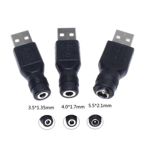 DC Female Jack To USB 2.0 Male Plug Jack 5V Power Plugs Connector Adapter Laptop 3.5*1.35mm/4.0*1.7mm/5.5*2.1mm Black Color ► Photo 1/6