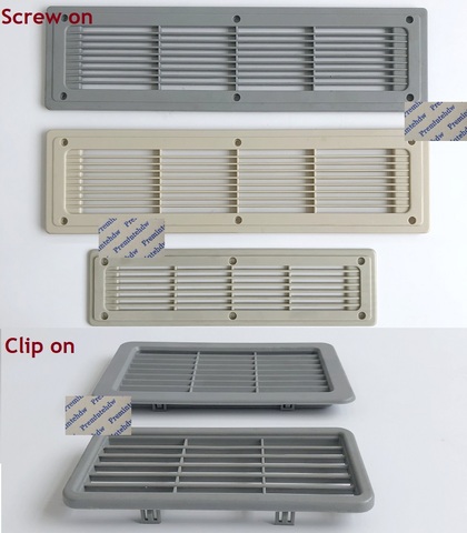 Grille pour ventilation, armoire à vis, Rectangle en plastique Beige gris, 2 pièces/lot ► Photo 1/1