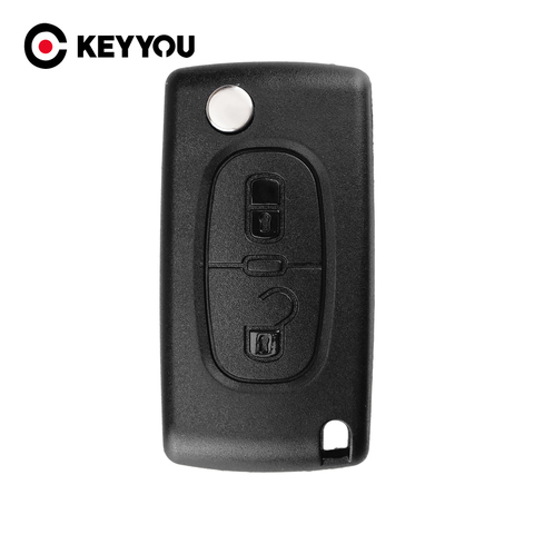 KEYYOU-coque de clé télécommande à 2 boutons pliable (CE0536), pour voiture Peugeot 207, 307, 308, 407, 807,, nouveauté ► Photo 1/6