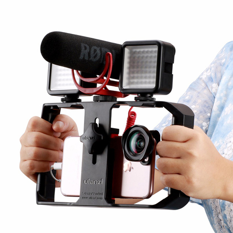 Ulanzi u-rig Pro Smartphone appareil vidéo w 3 supports de chaussures étui de cinéma portable téléphone vidéo stabilisateur poignée trépied support de montage ► Photo 1/6