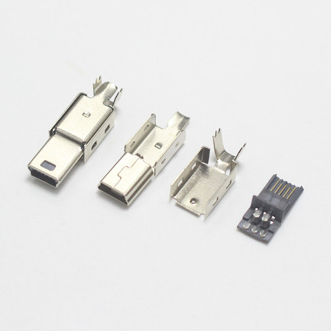 Mini connecteur USB Type B à 5 broches, 10 pièces, prise mâle 4 en 1, adaptateur 180 degrés pour fil OD 3.0mm, pièces de bricolage noires ► Photo 1/2