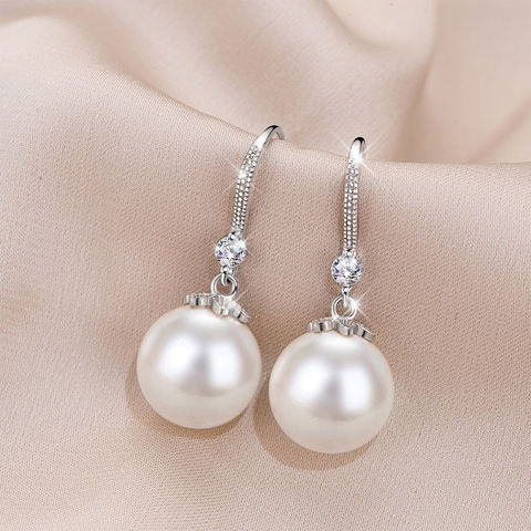 Exquise Simple grand clair perle boucles d'oreilles Simple rond blanc perle boucles d'oreilles bijoux classique boucles d'oreilles pour les femmes cadeaux élégants ► Photo 1/6