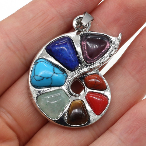 Pendentif en forme de spirale 7 Chakra pour femmes et hommes, breloques de guérison, Yoga Reiki, pour la fabrication de bijoux ► Photo 1/3