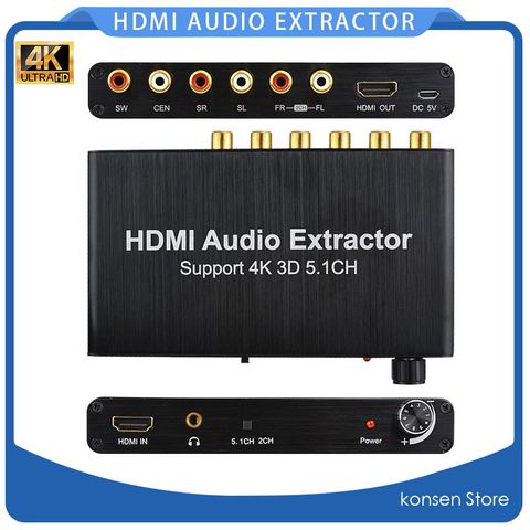 Extracteur Audio HDMI 4K 5.1CH, décodage Coaxial à RCA AC3/DST à amplificateur analogique 5.1 pour lecteur DVD PS4 HDTV ► Photo 1/6