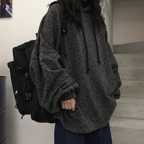 Sweat-shirt léopard à capuche, ample, surdimensionné, en molleton chaud, Hip Hop, vestes à capuche femmes et 2022, Streetwear, Harajuku ► Photo 1/6