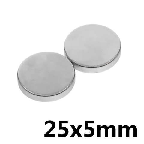 Disque magnétique Permanent rond en néodyme, 25x5mm, 1/2/5/10/20 pièces, 25x5mm, en vrac ► Photo 1/4