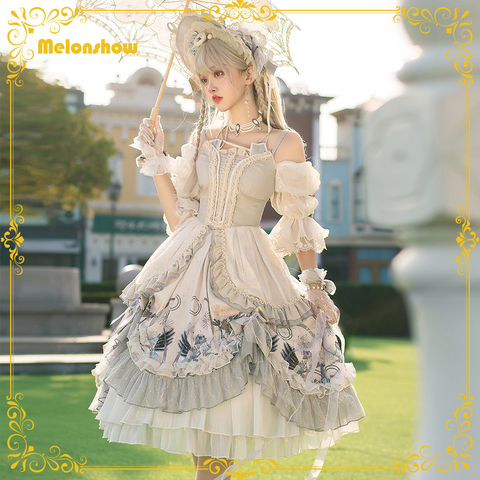 Melonshow – robe victorienne Lolita classique pour femmes, grande taille, blanc, rétro, Style gothique, vêtements Kawaii, accessoires pour filles ► Photo 1/6