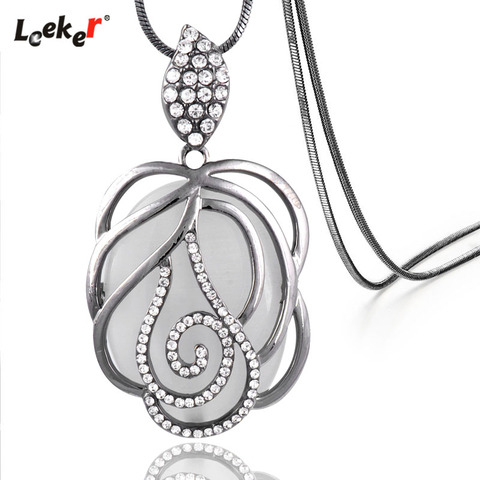 LEEKER-collier Long avec pendentif, grande opale, chaîne de Style Vintage pour femmes, bijoux de fête, LK7, 423 ► Photo 1/6