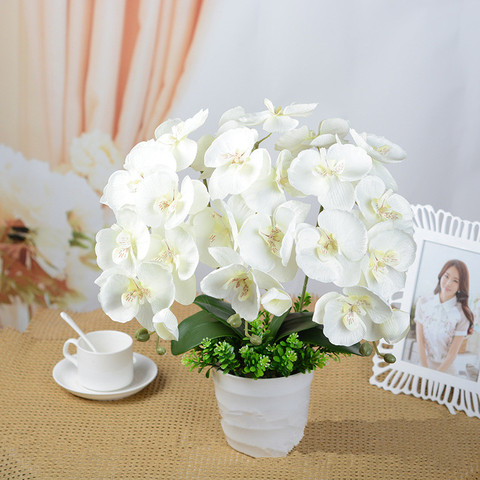 Plante florale artificielle orchidée blanche en soie, 1 pièce, fausse fleur, pour mariage, décoration pour Festival de la maison ► Photo 1/6