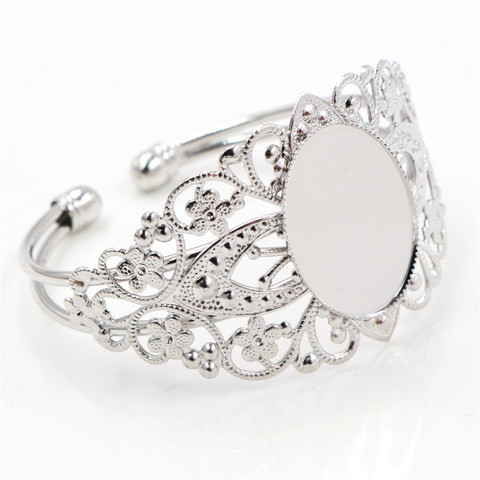 Bracelet plaqué Rhodium 18x25mm, haute qualité, couleurs, Cabochon Cameo (K7-39) ► Photo 1/4