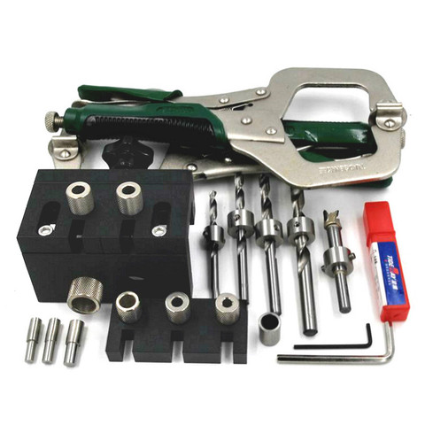 Kit de connecteur de gabarit de chevilles pour menuiserie 3 en 1, avec Clip de positionnement, Guide de perçage, poinçon intégré, localisateur d'écrou, outils de fixation ► Photo 1/6