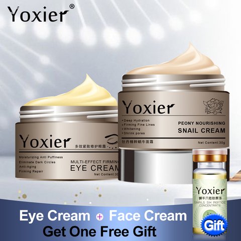 Yoxier – crème pour le visage Anti-âge à base d'escargot, élimine les poches, raffermit les ridules, soins pour la peau, achetez-en 2, obtenez 1 cadeau gratuit ► Photo 1/6